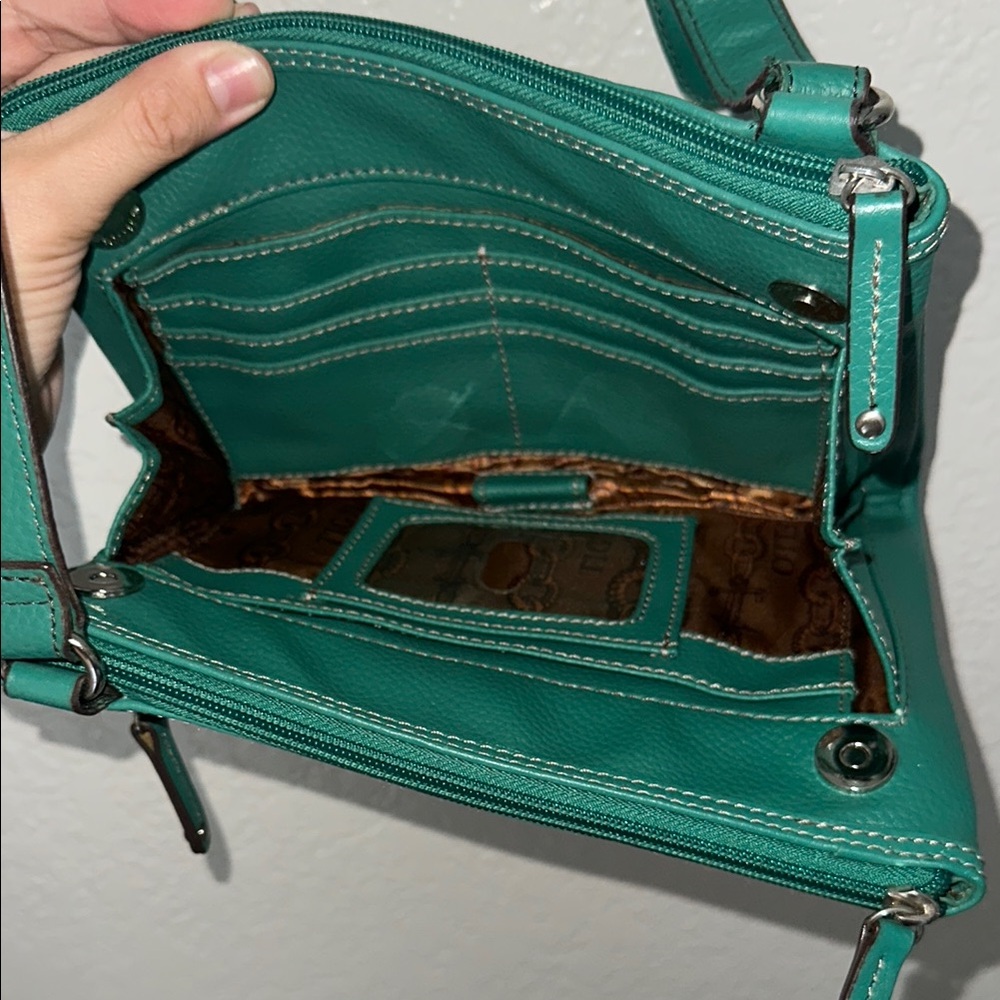TIGNANELLO Teal Leather Crossbody Bag - Picture 2 of 7